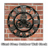 Large Garden Wall Clock Roman Numerals Skeleton Open Face Metal Outdoor Decor UK