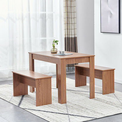 Dining Table and Bench Set Dining Room Unit Kitchen Home Furniture Walnut Set