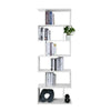 Wood Bookcase Bookshelf S Shape 6 Tier Shelves Free Shelving Storage Unit White