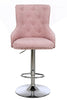 Light Pink Linen Button Detail Premium Monteray Bar Stool (PINK)