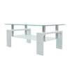 Rectangle Glass Coffee Table Modern Living Room Furniture Shelf White Black Wood