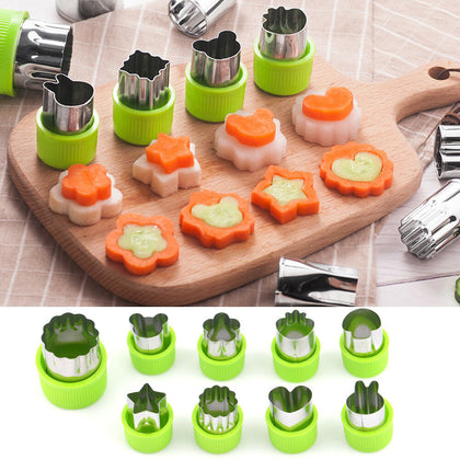 9pcs Mini Stainless Steel Fruit Vegetable Cookie Shape Cutters Kid Food Mold Set