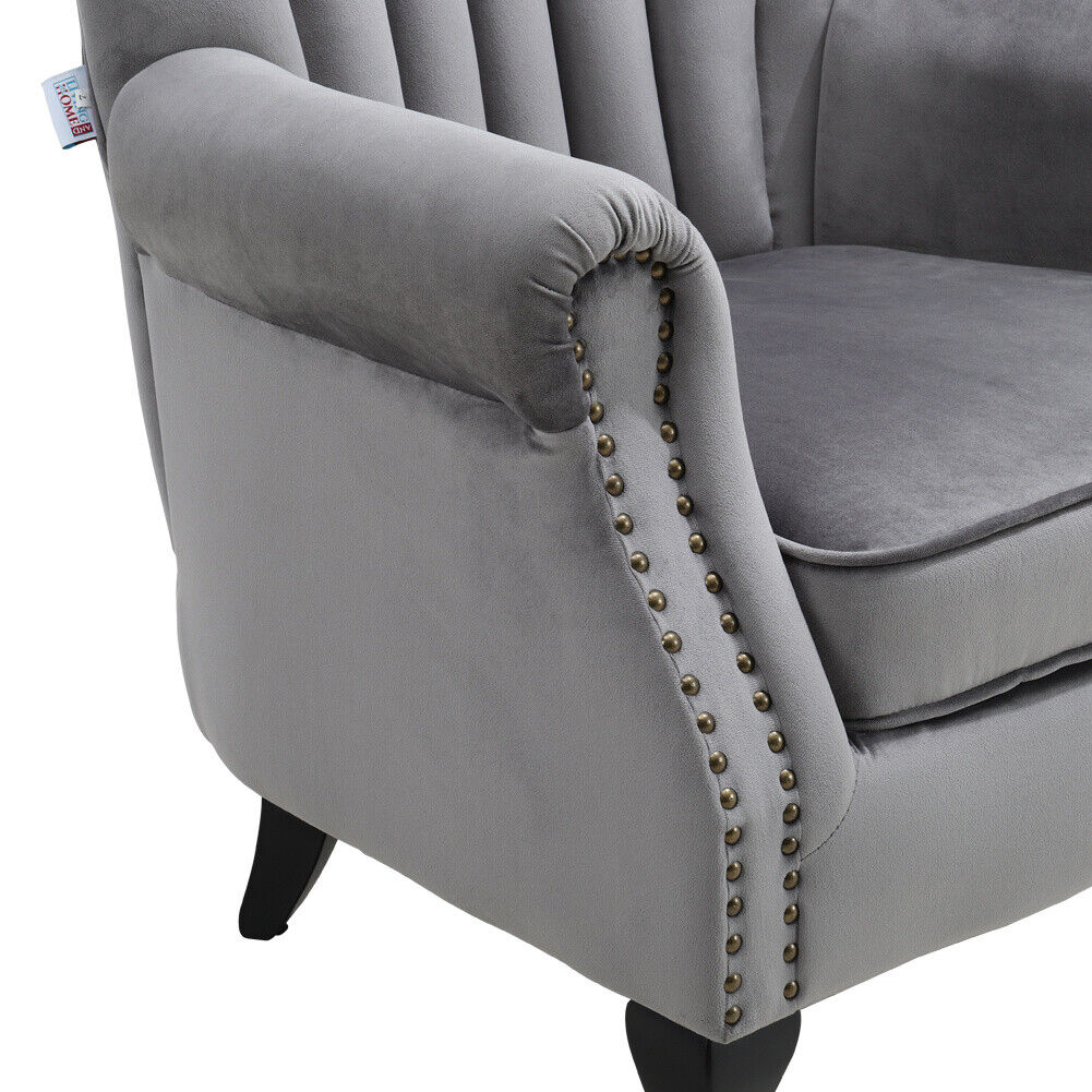 Scallop Shell Chair Velvet Scallop Shell Chair Wing Back Accent Armchair Occasional Sofa W ...