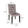 2X High Back Velvet Fabric Buttoned Back Dining Chairs Soft Side Chair Wood Legs