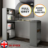 Computer Desk Laptop Study PC Table Home Office Corner Desk With Shelves Grey
