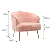 Upholstered Nordic Matte Velvet Armchair Shell Lotus Scalloped Chair Sofa Pink