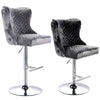 Luxury Crushed Velvet Fabric Bar Stool Knocker Button Back Gas Lift Barstool