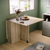 Mobile Folding Dining Table Drop Leaf Wood Rolling Desk with 2 Storage Shelves
