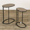 Vintage Black Nest of Tables Set Metal with Wood Top Nesting Side Table Wooden