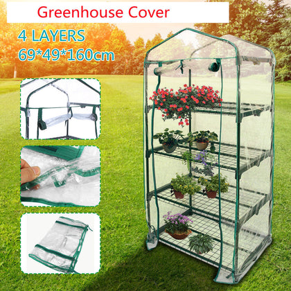 Greenhouse Cover Outdoor Garden Clear PVC Grow Bag Green House 4 Tier
