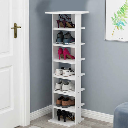 Kids Shoe Cabinet Wooden Storage 7 Tiers Hallway Door Footwear Rack Stand UK