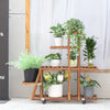 Rolling Plant Stand with Wheels 5Tier Wooden Plant Flower Display Flowerpot Rack