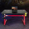 Spacious Gaming Desk Home Racing w/ Steel Frame Cup Headphone Holder Hook Red PC