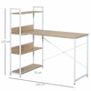 Oak Modern Computer Desk Home Office White Writing Table PC Laptop Storage Shelf
