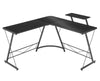 Black L-shaped Computer Desk Corner Table Workstation Office Study Furniture