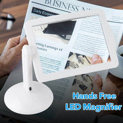 LED Magnifying Glass Stand With Light Lamp Hands Free Magnifier Foldable Clamp