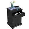 Black Bedside Table with Drawer&Door Bedside Cabinet Nightstand for Living Room