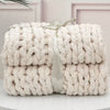 Chunky Knit Throw Hand Knitted Thick Blanket Soft Sofa Bed Wooly Cable Blanket
