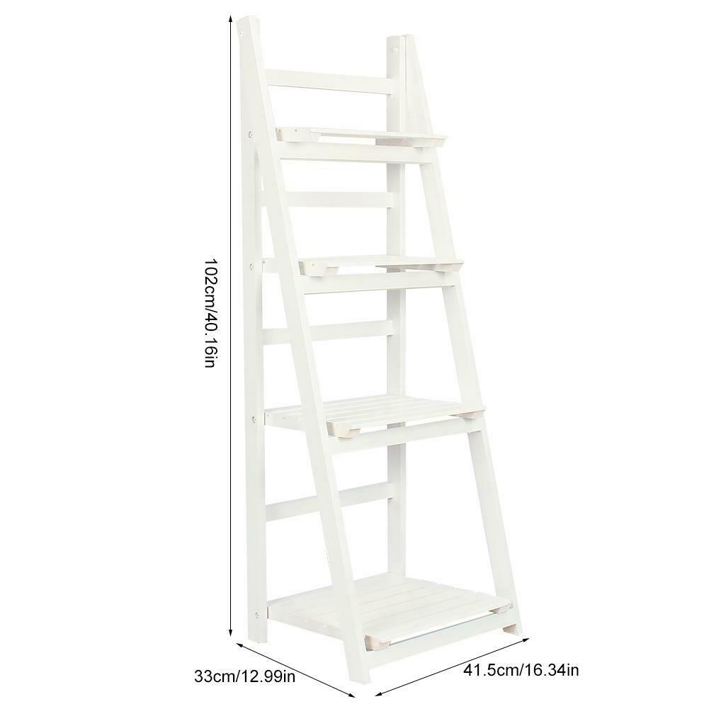 4 Tier Wooden Ladder Folding Book Shelf Stand Plant Flower Display Shelving UK