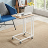 C Shaped Side Table Snack Coffee End Table for Living Room, Slides Up to Sofa