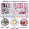 Pink Wooden Pretend Play Toy Kitchen for Kids Role Play Imaginative Playtime Set