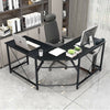 Black Computer Desk L Shape Home Office Desks Large PC Workstation Corner Table
