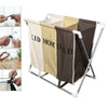 Clothes Basket Wash Hamper Bin Aluminium Folding Grids Dirty Storage Bag Laundry