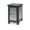 2 Drawer Mirrored Petite Bedside Table Cabinet Bedroom Furniture Nightstand