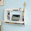 Wood Wall Computer PC Table Desk with Shelves Bookcase White,