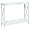 Vintage Console Table X-design Wooden Hall Desk Side End Table W/ Shelf White