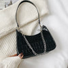 Retro Alligator PU Leather Underarm Totes Women Chain Shoulder Bag (Black)
