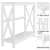 2-Tier Console Table X-Shaped Narrow Entryway Storage Shelves Side Table White