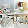 2 Tier Dish Drainer Rack Storage Drip Tray Sink Drying Wired Draining Plate Bowl