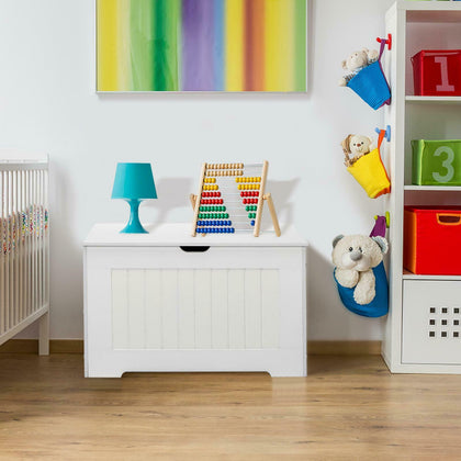Large White Wooden Toy Box Children's Storage Chest Nursery Kid's Bedroom Unit