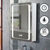 Bathroom Mirror Cabinet Shaver Socket Sensor Demister Pad Clock With LED Lights