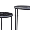 2x Marble Coffee Table 2 Round Side End Centre Table Living Room Furniture Black