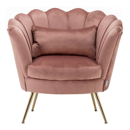 Blush Pink Velvet Armchair Scalloped Shell Wing Back Chair Accent Tub Chair Sofa
