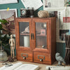 Wooden Storage Box with Drawers Doors Table Cosmetic Ornaments Organizer Cabinet