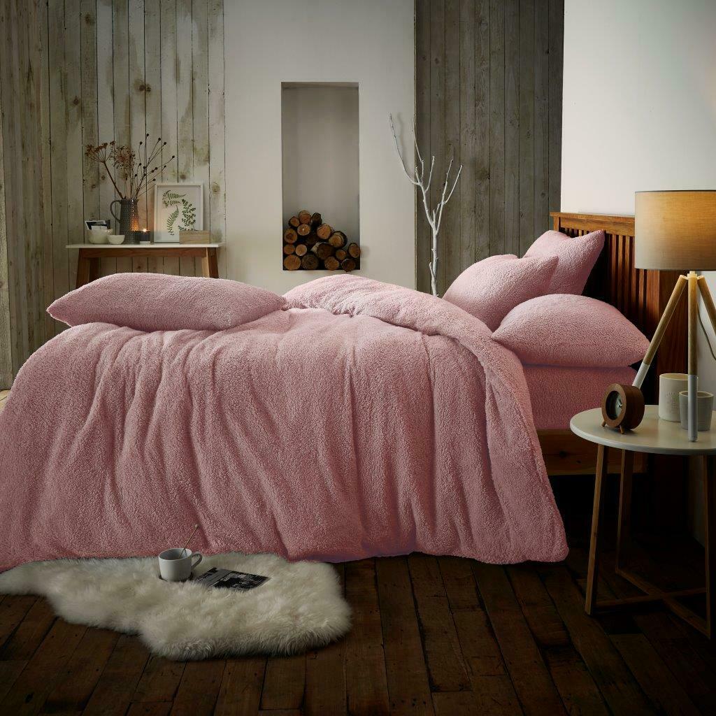 Teddy Bear Fleece Fitted Sheet OR Duvet Cover Set Sherpa Thermal Warm Bedding