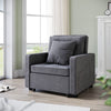 Grey/Cream Folding Sofa Bed Sleeper Pull Out Convertible Arm Chair Adjustable