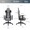 Ergonomic Gaming Chair Massage Office Computer Seat 2D Armrest Recliner Grey