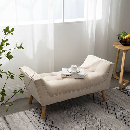 Modern Hallway Window Seat Chenille Fabric Footstool Chaise Lounge Coffee Table