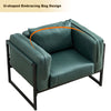 Green Sofa Armchair with Padded Seat Metal Legs Faux Leather Sofa Living Room