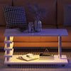 5 Tiers Coffee Table High Gloss Pillar LED Lights Sofa End Table for Living Room