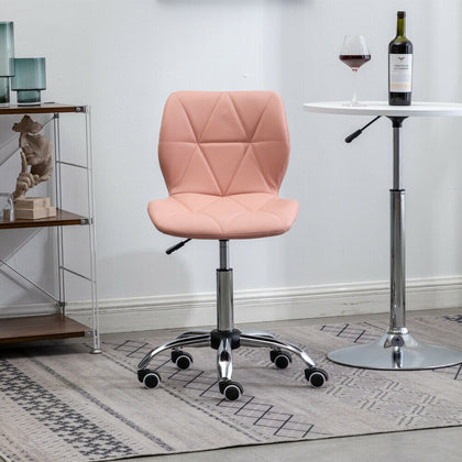 Cushioned Computer Desk Office Chair PU Chrome Legs Lift Swivel Adjustable Small
