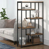 Open Bookshelf Rustic Industrial Style Shelves Wood and Metal Bookcase Furniture