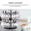 Revolving Rotating Plastic 16 Jar Spice Rack Storage Glass Jars & Chrome Lids