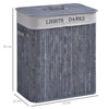 100L Laundry Hamper Basket Bamboo Washing Clothes 2 Sections Bin Storage