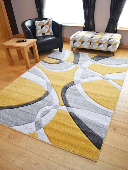 New Ochre Mustard Grey Modern Style Soft Thick Rug Small Extra Large Mat Cheap