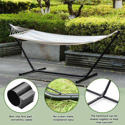 Swinging Hammock with Steel Stand Frame Garden Camping Outdoor Patio White UK